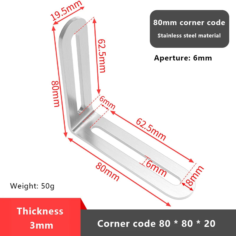 L-shaped Shelf Bracket Connector Stainless Steel Adjustable Angle