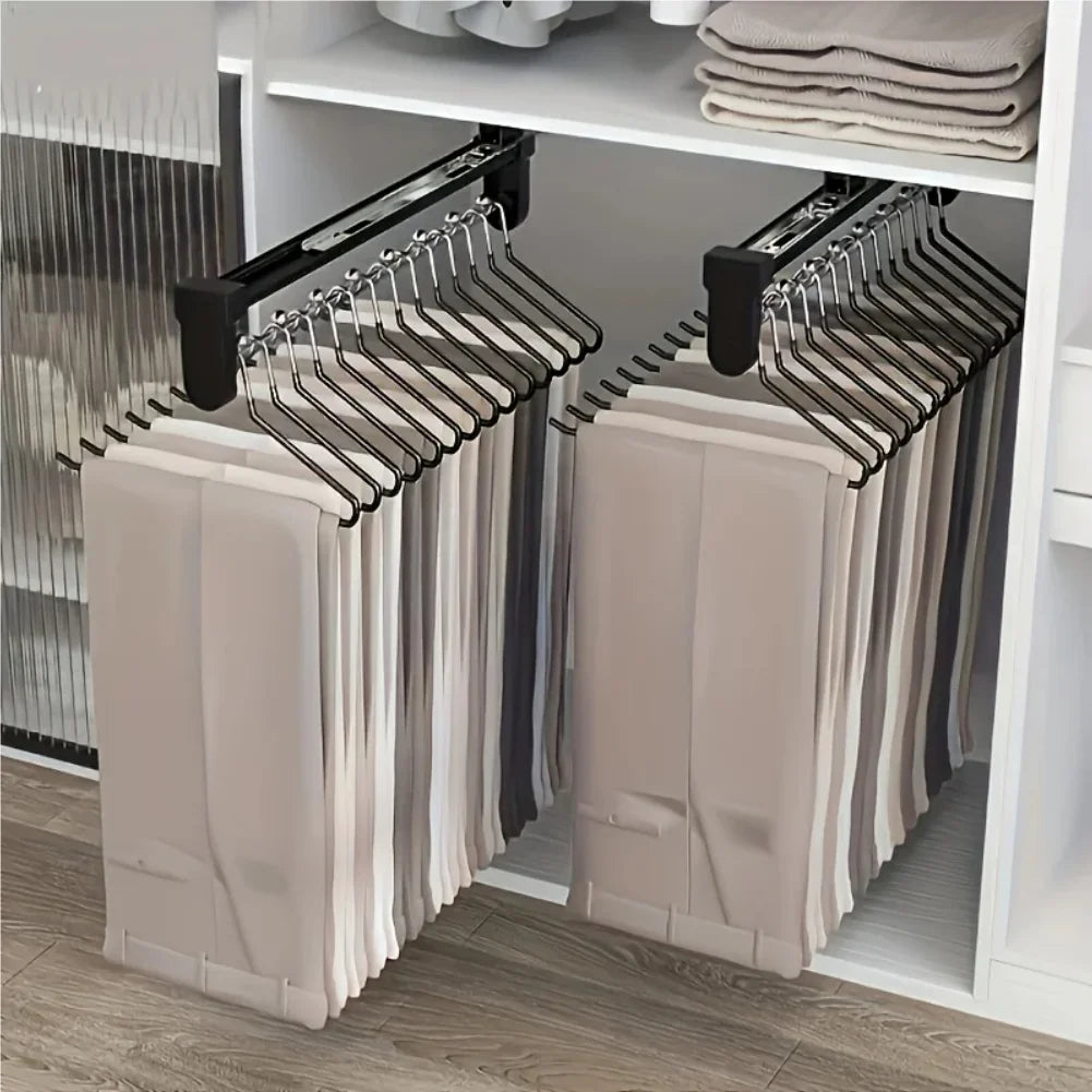 1pc Pull-Out Clothes Storage Rod Adjustable Foldable Metal Hanging Rail for Wardrobes Space-Saving Organizer Drying Racks Zpaxo