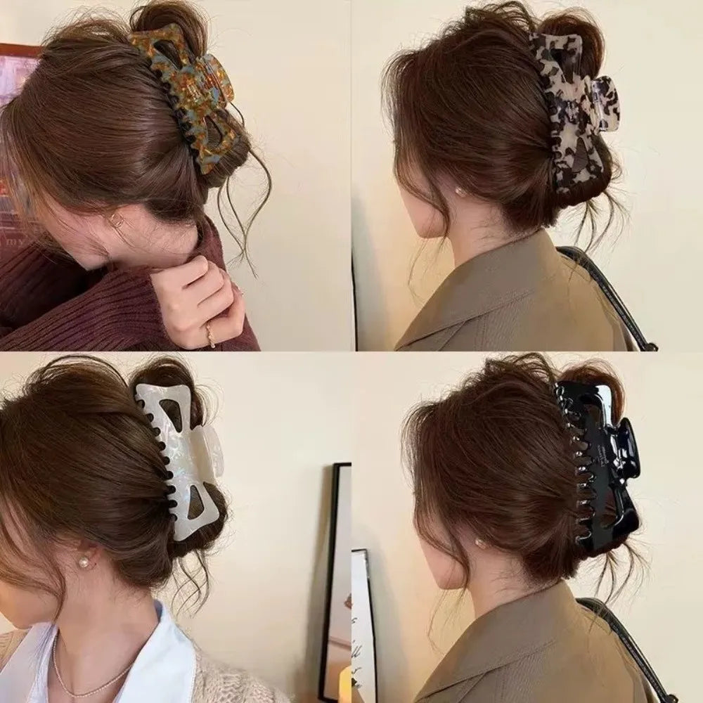 Retro Imitation Acetate Large Size Hair Clip Solid Vintage Matte Strong Hold French Style Bun Hair Clip Elegant Shark Clip Zpaxo