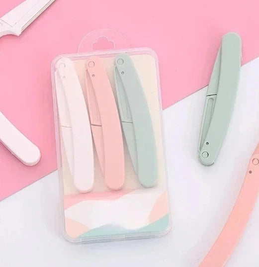 3pc Safe Folding Ladies Face Shaver Eyebrow Trimmer Blade Anti-Scratch Razor Makeup Tools Eyebrow Trimmer Face Razor for Women Zpaxo 3PCS-with bag