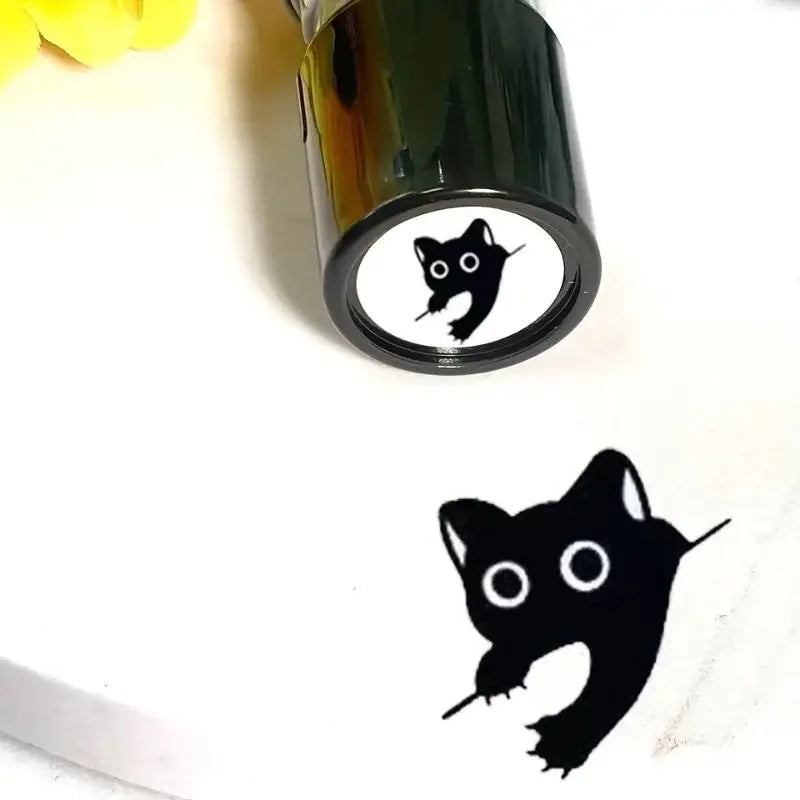 Cute Cartoon Black Kitten Stamp Lovely Shape Journal Stamps DIY Zpaxo A9