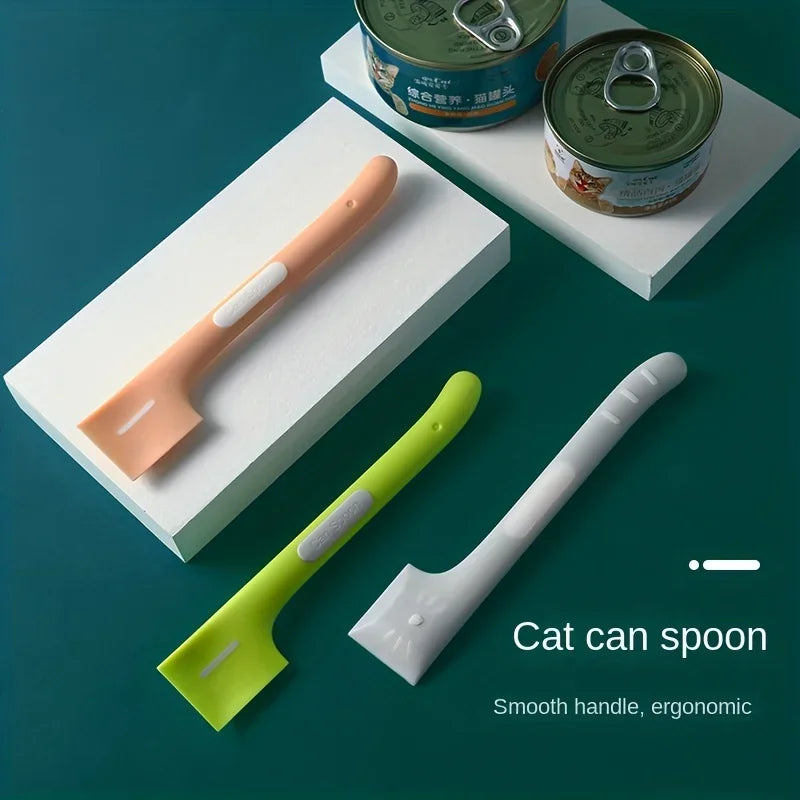 1pc/1set Pet Canned Spoon 3 in 1 Universal Sealing Lids Feeding Stirring Long Handle Cat Scoop Pet Feeding Tableware Accessories Zpaxo