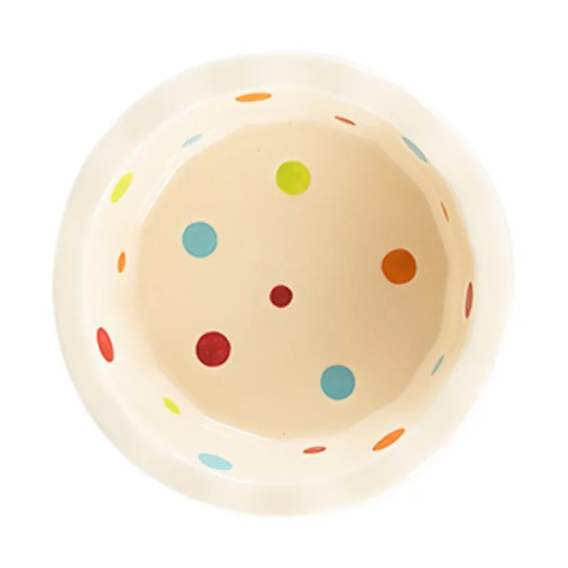 Pet Bowl Cute Ins Storm Dot Ceramic Bowl Dessert Breakfast Bowl Home Cat Dog Bowl Feeding Basin Cat Caramics Supplies Zpaxo
