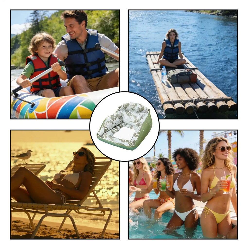 Pool Rafts Adults Inflatable Lounger Ergonomic Headrest Floating