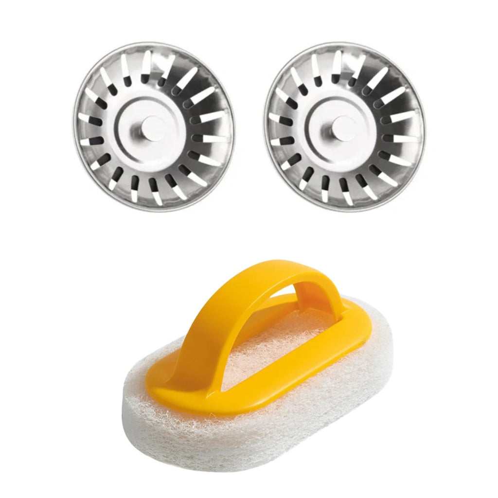Kitchen Sink Strainer Stoppers & Cleaning Cloth – 3-Piece Set