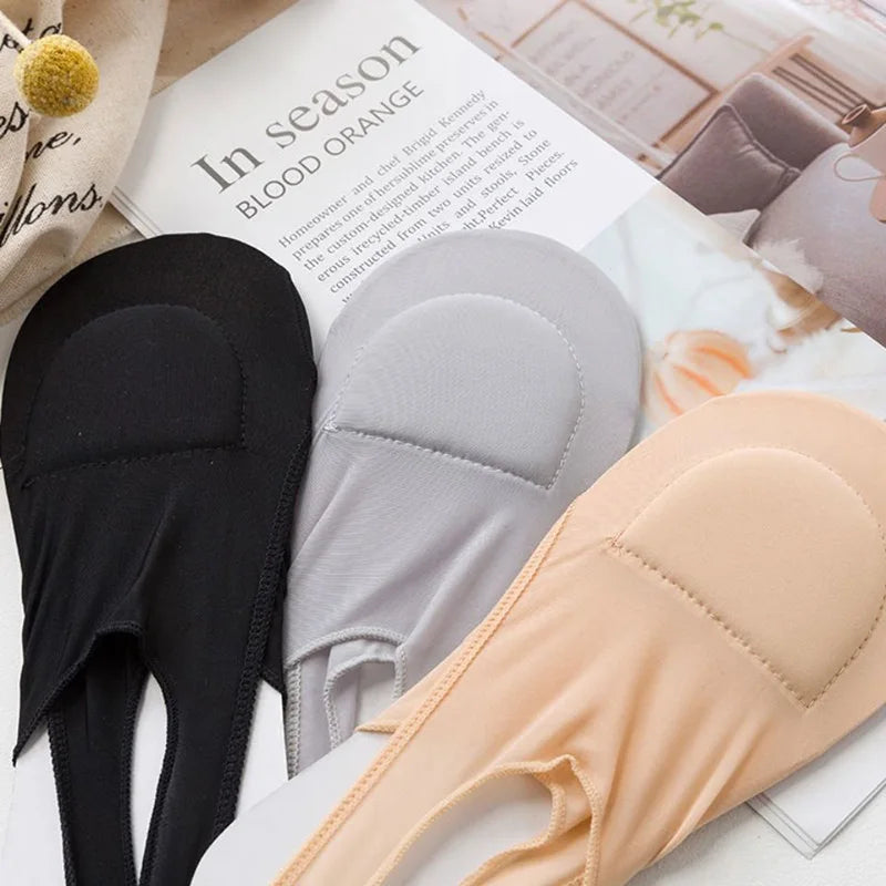 2 Pairs Ultra-thin Ice Silk Boat Socks Forefoot Pad Shallow Non-slip