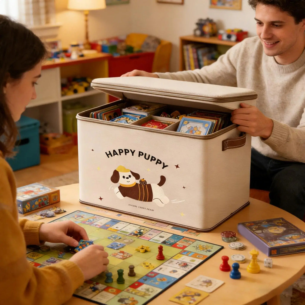 Lockable Storage Box Waterproof Stackable Puppy Pattern Organizer