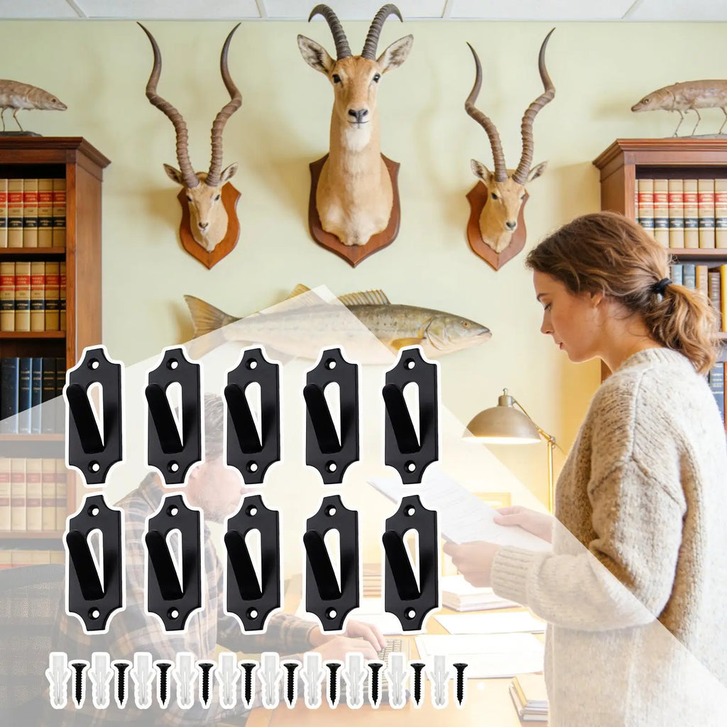 Deer Skull Mount 10 Pieces Anti-Slip Metal Hook Deer Mount Hanger Wall Hooks For Antler Bear Antelope Coyote Pronghorn Smaller Zpaxo