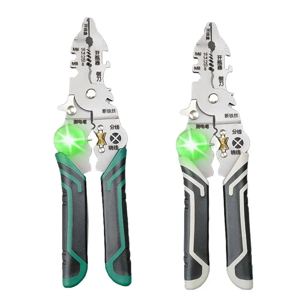 14-in-1 Electrician Pliers – Wire Stripper, Cutter & Tester Electrician Hand Tool Zpaxo Green Gray 2PCS