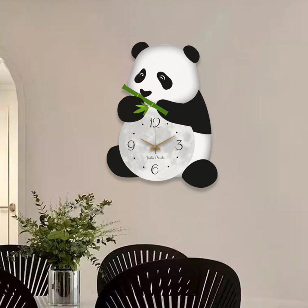 Panda Wall Clock Silent Cute Wall Hanging Decor for Kids Room Kitchen Office Decorative Clock Silent Bedroom Living Room Zpaxo