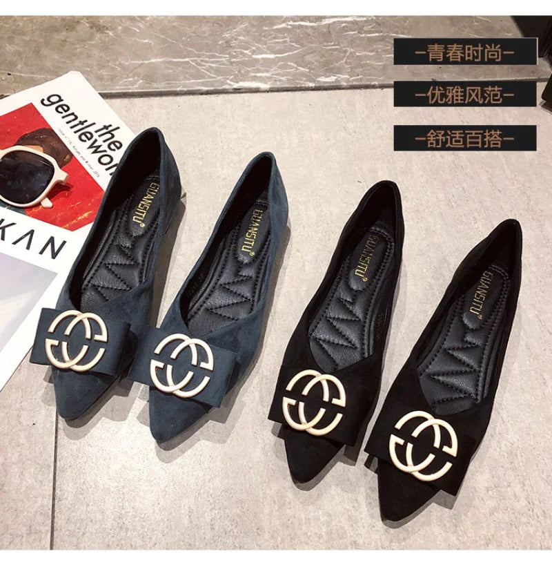 Flat Women's 2023 New Pointed Toe Soft Women's Shoes Casual Black Work Shoes loafers women Women Big Size 45 45 46 Zpaxo