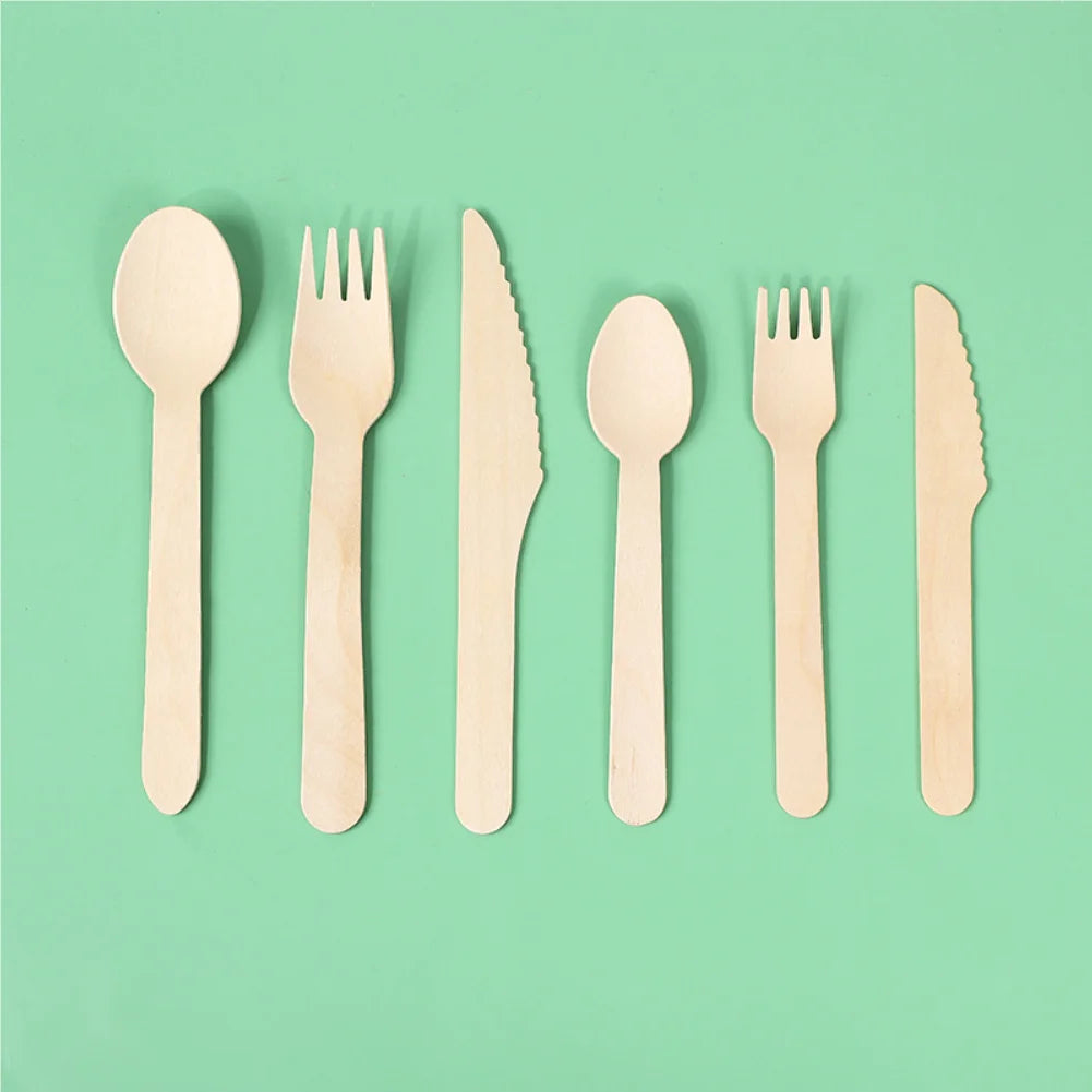 100PCS Disposable Wooden Spoons Cakes Desserts Ice Cream Wooden Spoons Wedding Birthday Party Outdoor Picnic Kitchen14cm Zpaxo