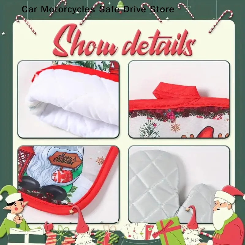 2 Insulated Kitchen Gloves Heat-resistant Microwave Thickened Grid