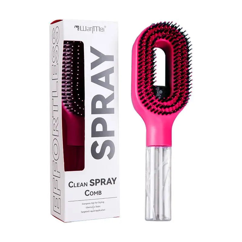 Spray Hair Brush Refillable Liquid Water Paddle Comb Anti Static Soft Zpaxo Rose red
