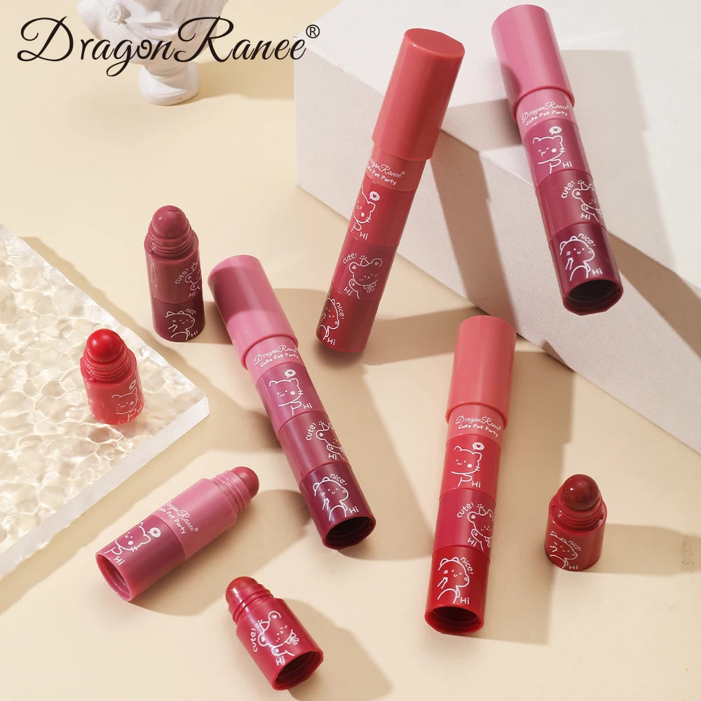 Four-Section Lipstick Autumn and Winter Matte Velvet Matte Lip Gloss Long-Lasting Makeup Effect Whitening Complexion Lip Gloss W Zpaxo