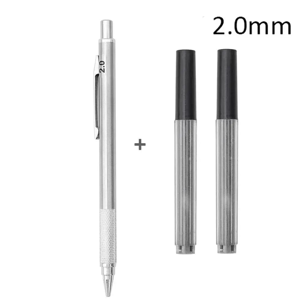 Mechanical Pencil 0.3 0.5 0.7 0.9 1.3 2.0mm 3.0mm Low Center of Gravity Metal Drawing Special Pencil Office School Art Supplies Zpaxo 2Pc 2.0mm Pencil