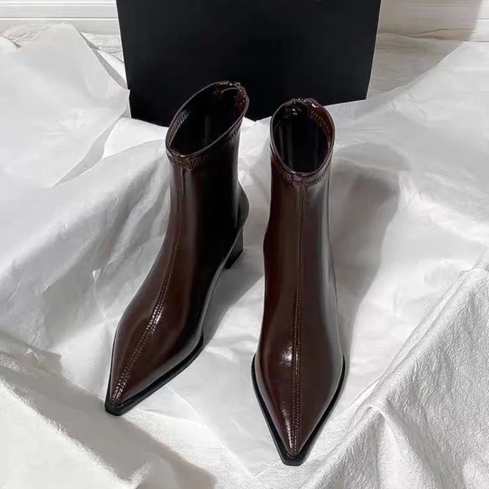 2026 Women's Ankle Boots Sexy Pointed Toe Woman Short Fashion Causal