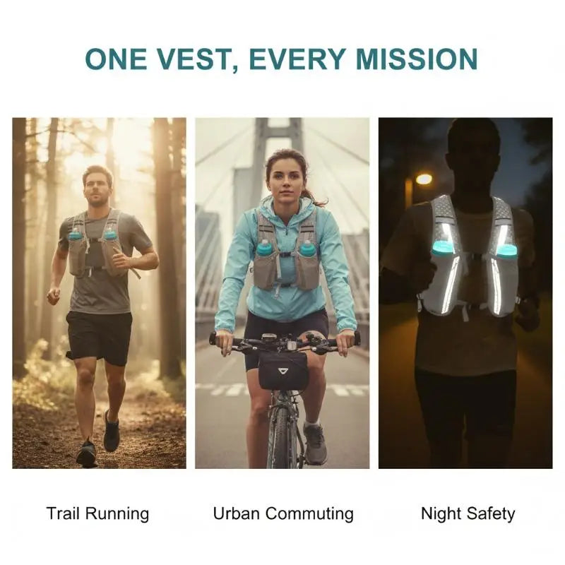 Running Water Bottle Storage Vest Lightweight Reflective Hydration Zpaxo