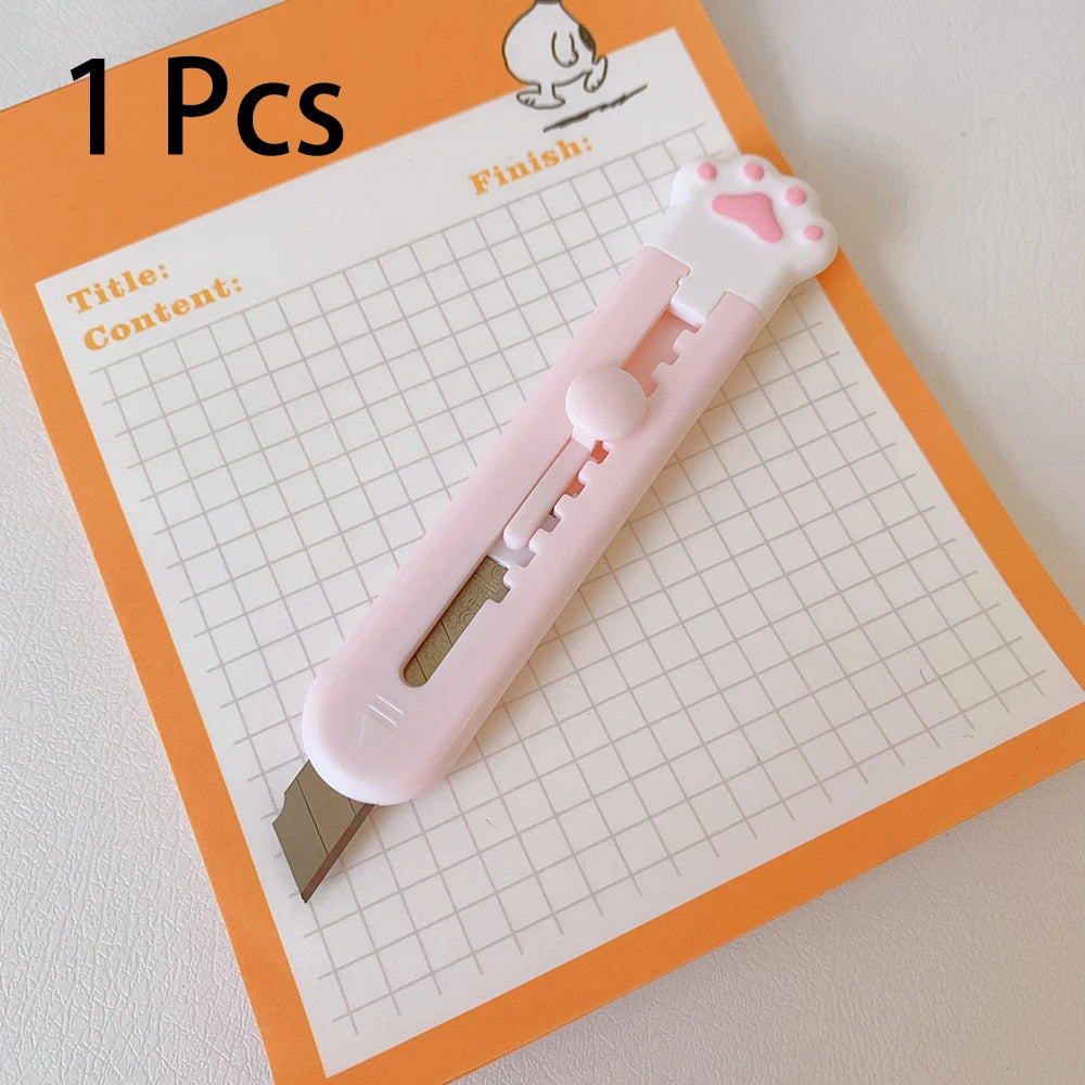1pcs Kawaii Mini Portable Cat Claw Utility Knife Cute Creative Exquisite Hand Account Decoration Paper Cutting Tool Art Supplies Zpaxo Pink