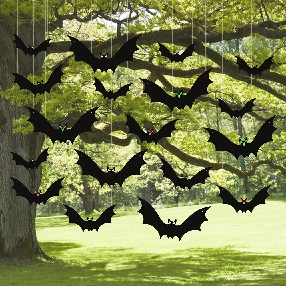 Hanging Bats Halloween Outdoor Decor Large Flying Plastic 3 Sizes