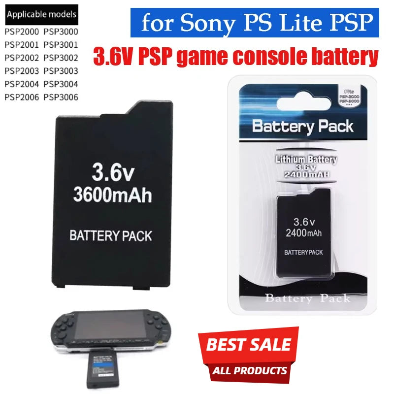 3.6V 3600mAh Built-in Battery for Sony PS Lite PSP 2th PSP-2000 PSP-3000 PSP-3004 Gaming Consoles Rechargeable Host Batteries Zpaxo