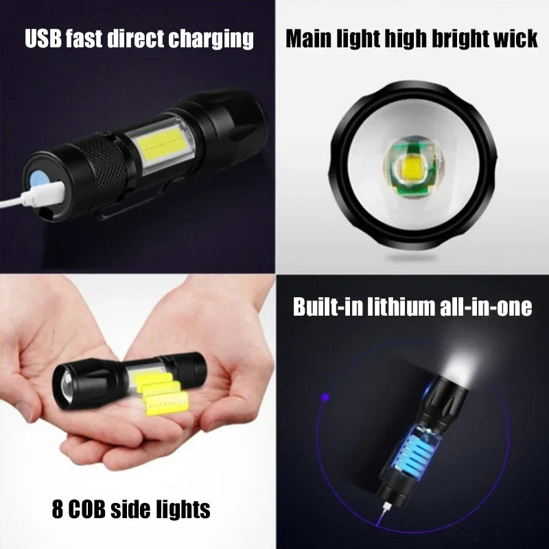 Mini USB Rechargeable LED Flashlight – 800LM Waterproof Torch LED Flashlight Torch Zpaxo