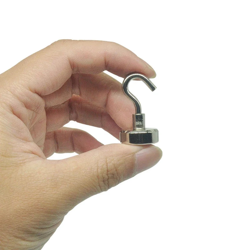 8-Pack Neodymium Magnetic Hooks – 12kg Strong Hold, 20mm