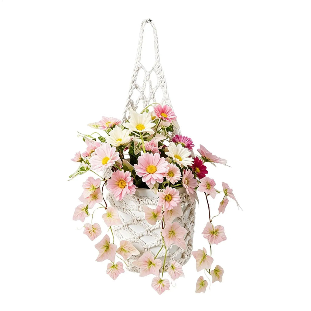 Boho Macrame Wall Plant Hanger – Cotton Rope Woven Basket Macrame Plant Hanger Zpaxo