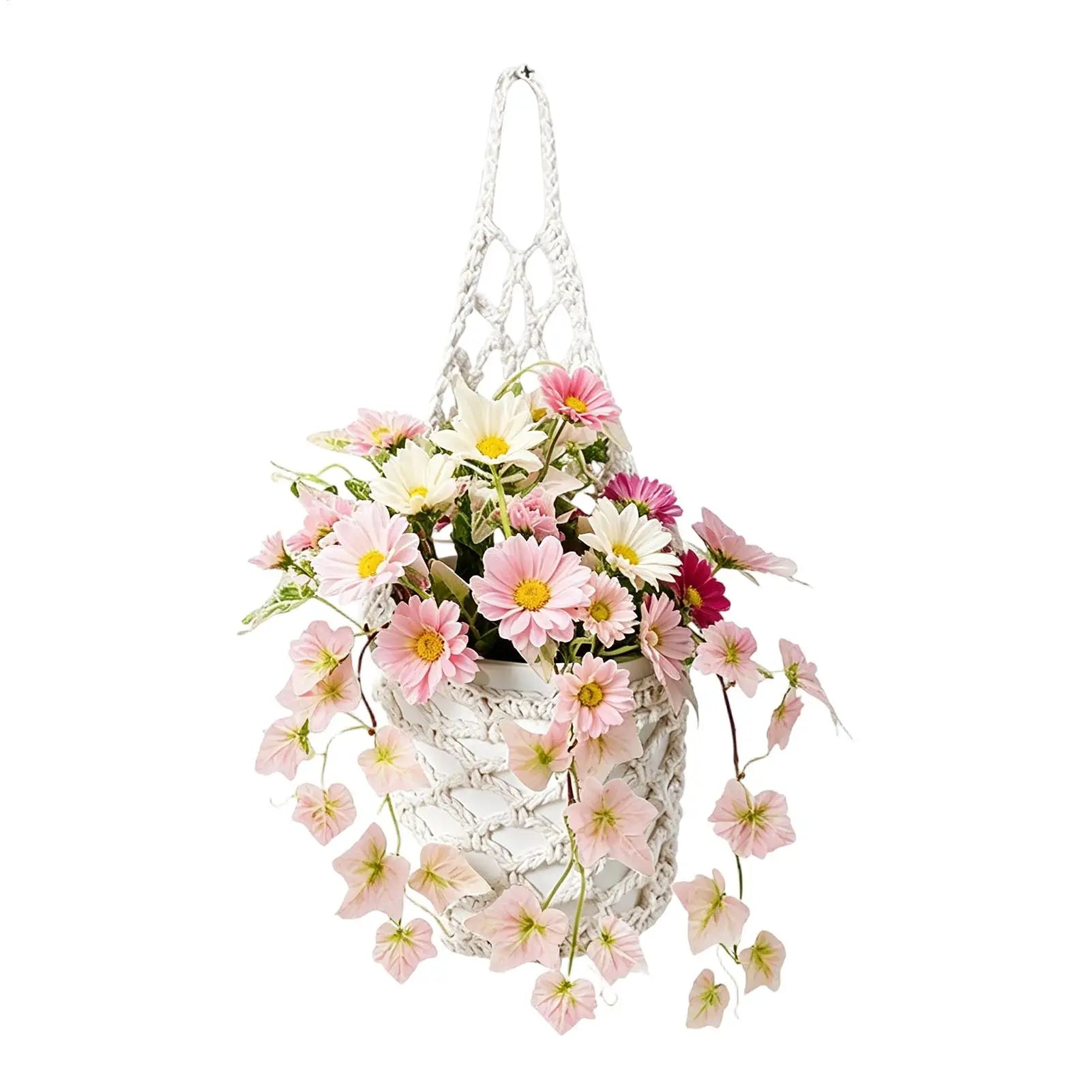 Boho Macrame Wall Plant Hanger – Cotton Rope Woven Basket Macrame Plant Hanger Zpaxo