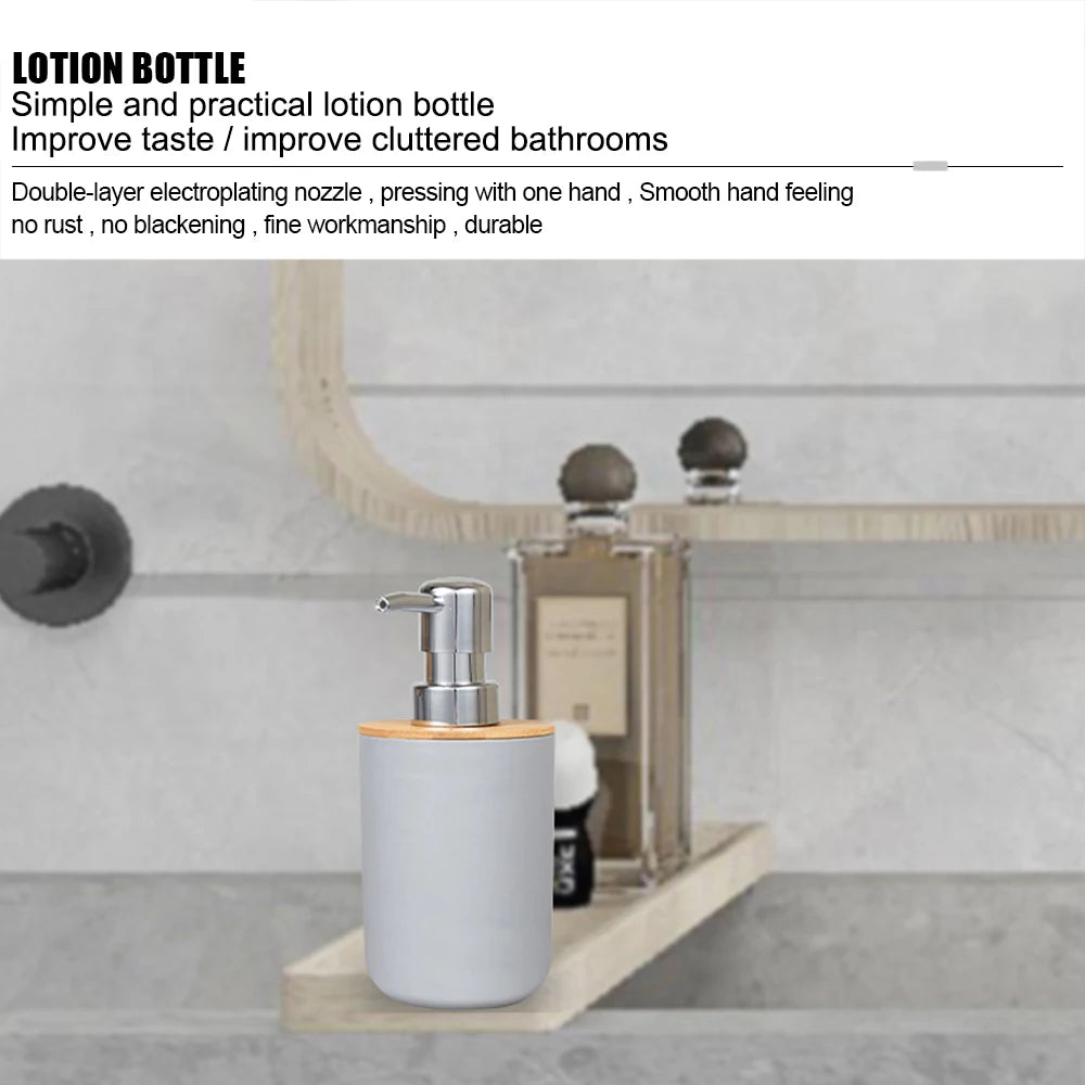 Soap Dispenser Box Toilet Brush Lotion Bottle Trash Can Bamboo
