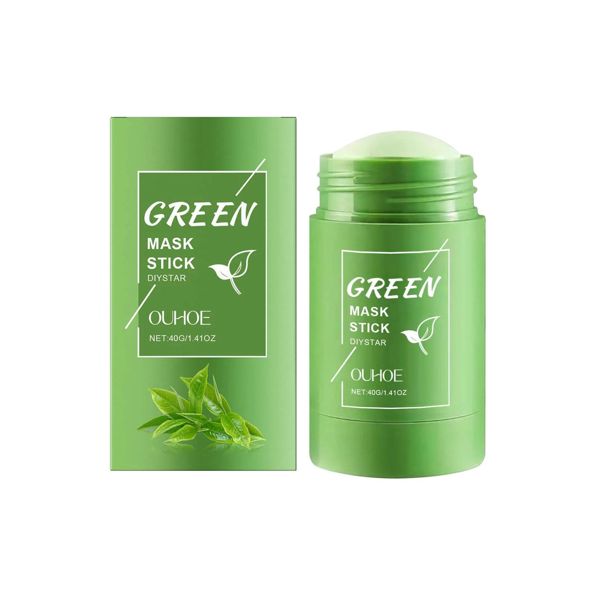 Ouhoe 40g Face Clean Mask Green Tea Cleansing Stick Mask Shrink pores Deep Blackhead Remover facial Cleansing Moisturizing Mask Zpaxo 1PC