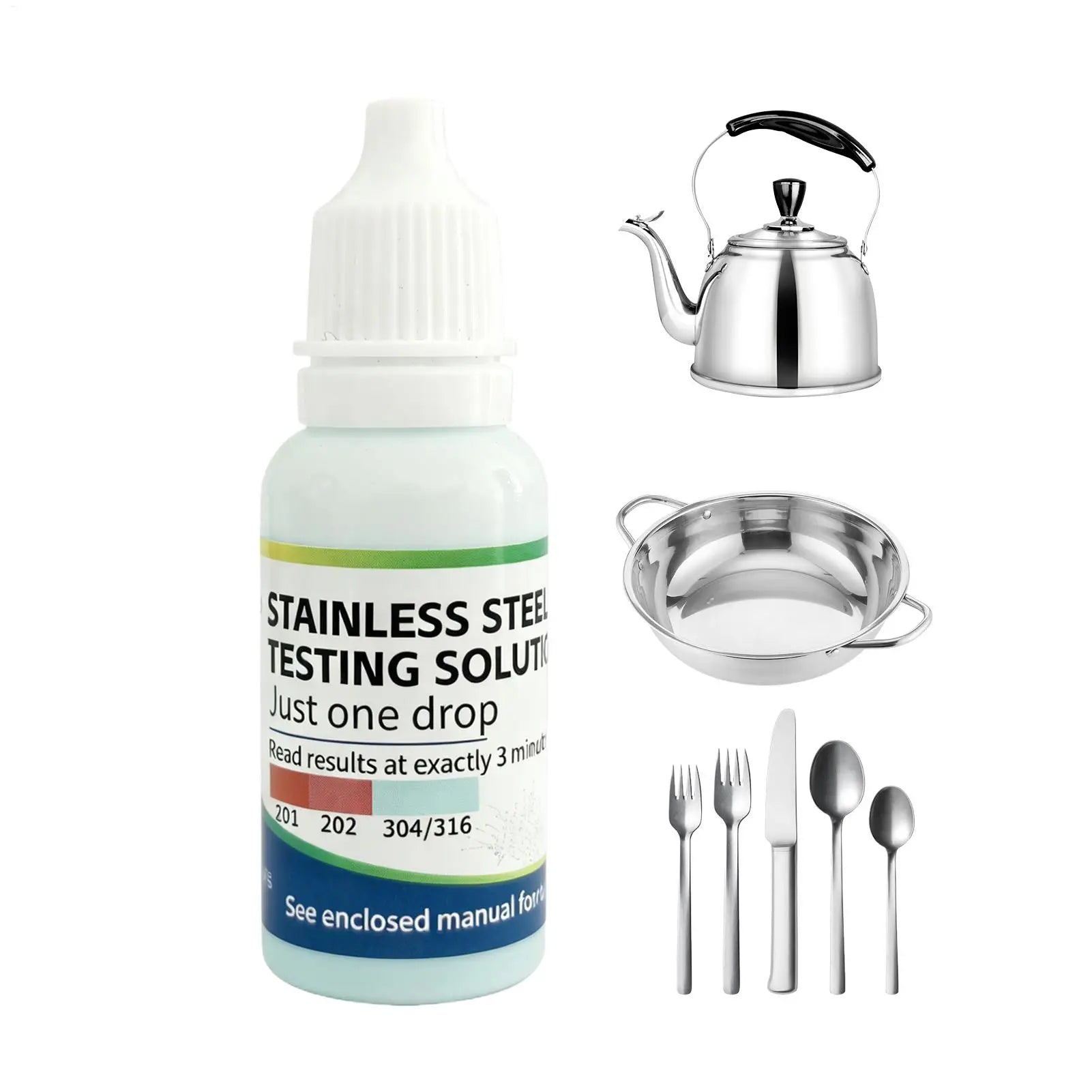 Stainless Steel Testing Solution Identification 304 316 201 301 Liquid Testing Agent Identification Of Authenticity 15ml/Bottle Zpaxo Default Title