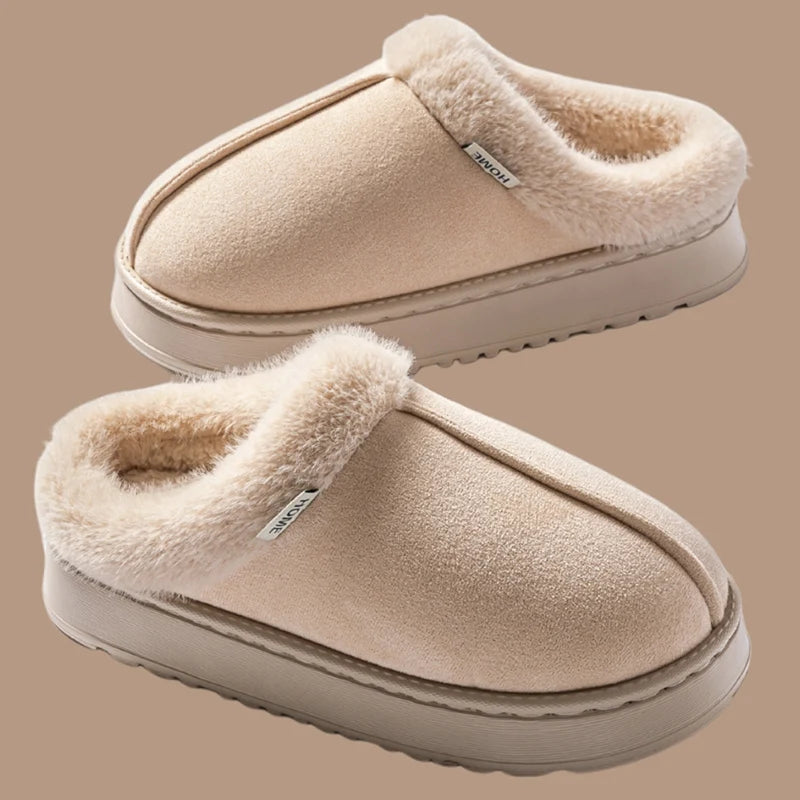 Women's Winter Slippers Non-slip Indoor House Shoes Plush Fleece Zpaxo Beige 1 42-43