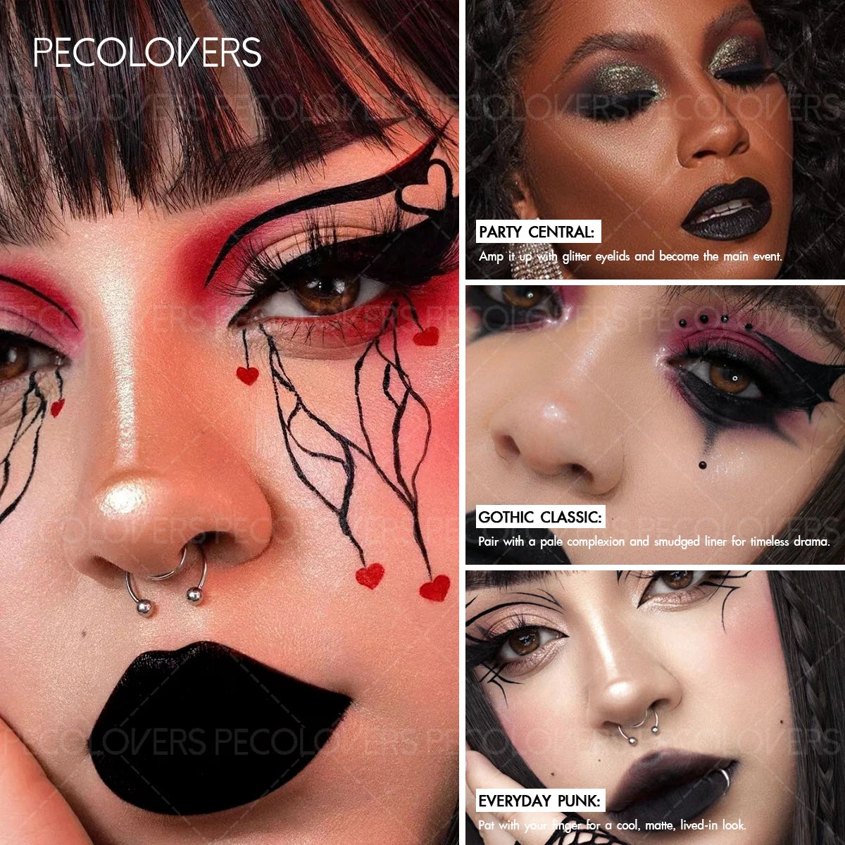 1PC Halloween Black Lipstick, Matte Lipstick, Moisturizing, Waterproof And Long-Lasting, Suitable For Vampire And Gothic Makeup Zpaxo