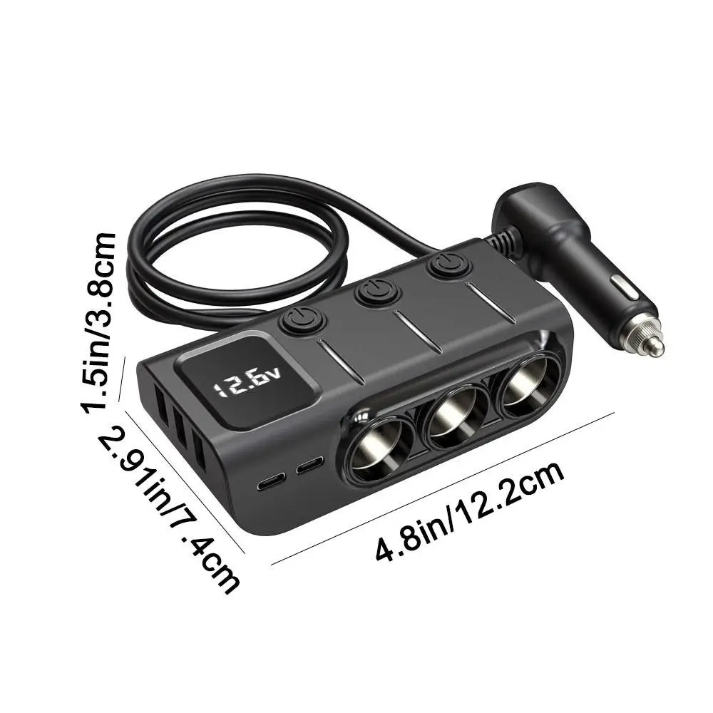 12V/24V Car Inverter Fast Charger Dual USB Car Socket Splitter LED Voltage Display Multi Ports Car Charger Adapter Dashcam Zpaxo