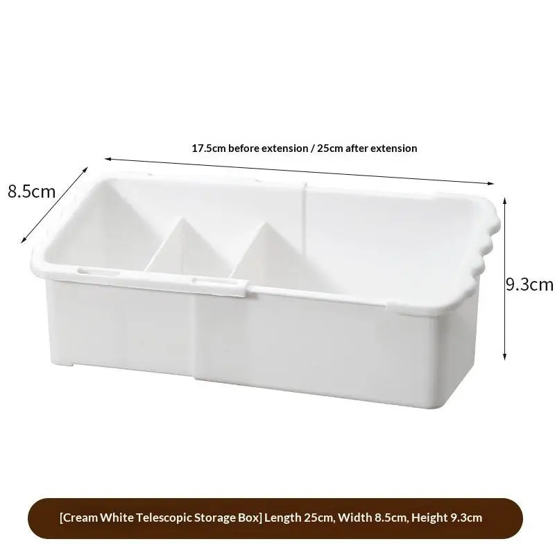 CM1 Multifunctional Adjustable Telescopic Storage Box Multi-purpose Zpaxo White