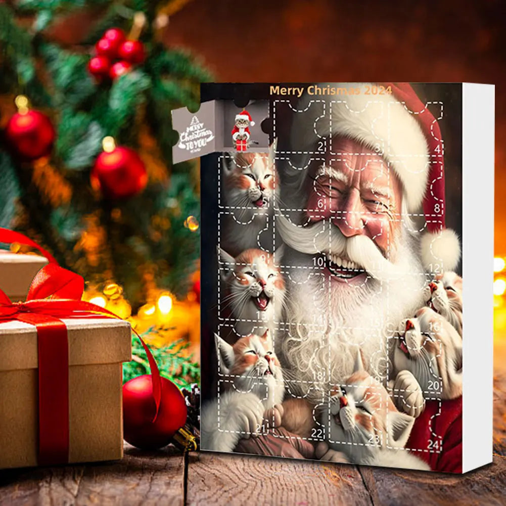 Advent Calendar 2024 Christmas Tree Cat Pendant Cute Christmas Advent Calendar 2D Acrylic Cat Hanging Pendant for Cat Lovers Zpaxo