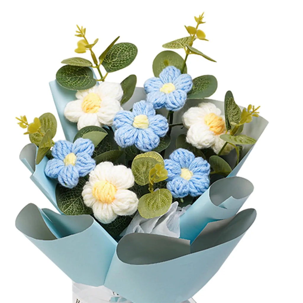 Crochet Flower Bouquet Mother Day Gift Decoration Woven Bouquet for Girl Friend Thanksgiving Festival Wedding Mother's Day Zpaxo