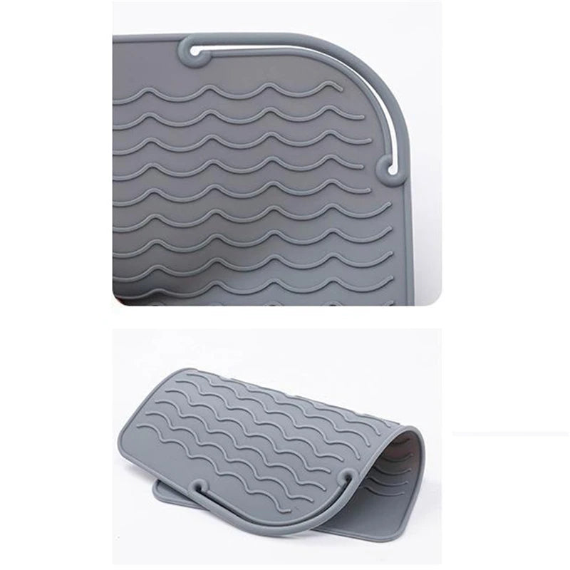 Non-Slip Silicone Heat Resistant Pad Multifunctional Insulation Mat for Hair Straightener Heat Curling Stick Curler Flat Irons Zpaxo Grey