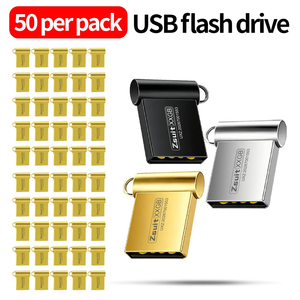 50 pcs Logo High-Speed Mini USB Flash Drives, Free Shipping USB 3.0/2.0 Interface 128GB/64GB/32GB Storage USB Metal Flash Drive Zpaxo