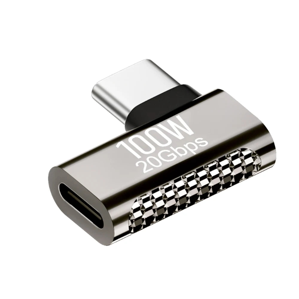 100W 20Gbps USB-C 90° Right Angle Adapter | Charging & Data USB-C Adapter Zpaxo B