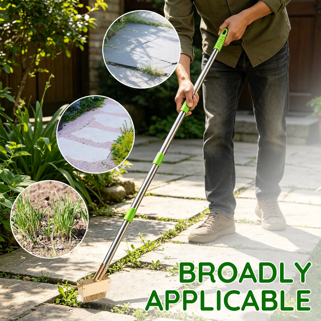 Weed Brush With Long Handle Adjustable Crack Weeder 3 Replaceable Steel Wire Heads For Patio Driveway Moss Remover No Bending Ma Zpaxo