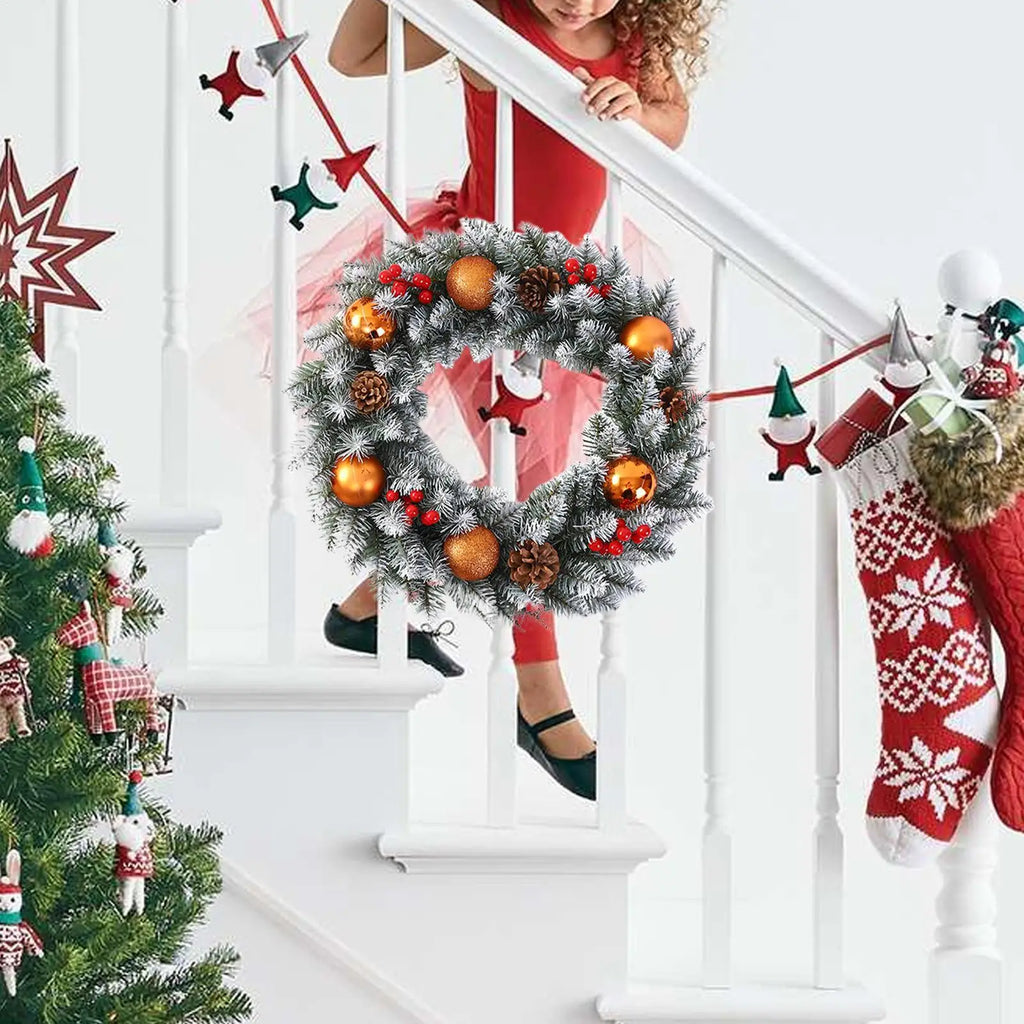Christmas Wreath Front Door Realistic Winter Welcoming Artificial