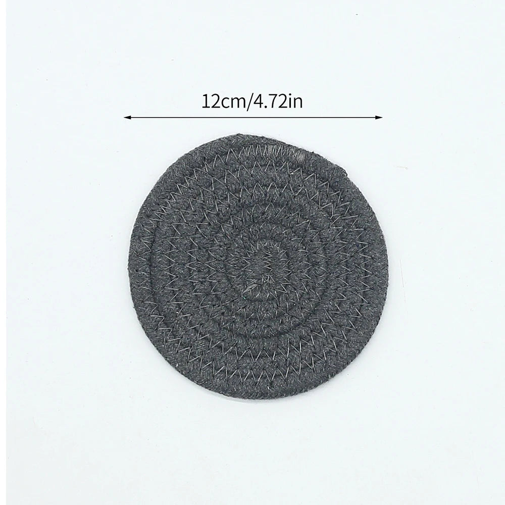 1PC Cotton Thread Cup Mat 12cm Round Coaster Knitting Table Mat Pot Holder Coffee Drink Tea Cup Woven Anti-Scalding Mat Zpaxo N