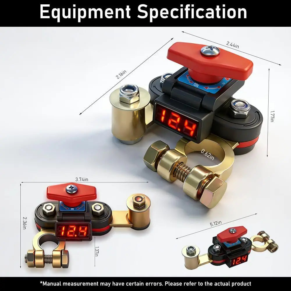 12V-24V Car Battery Disconnect Switch Copper Terminal 360° Dual-Rotary Digital Display Switch Quick Cut Off Easy Install Zpaxo