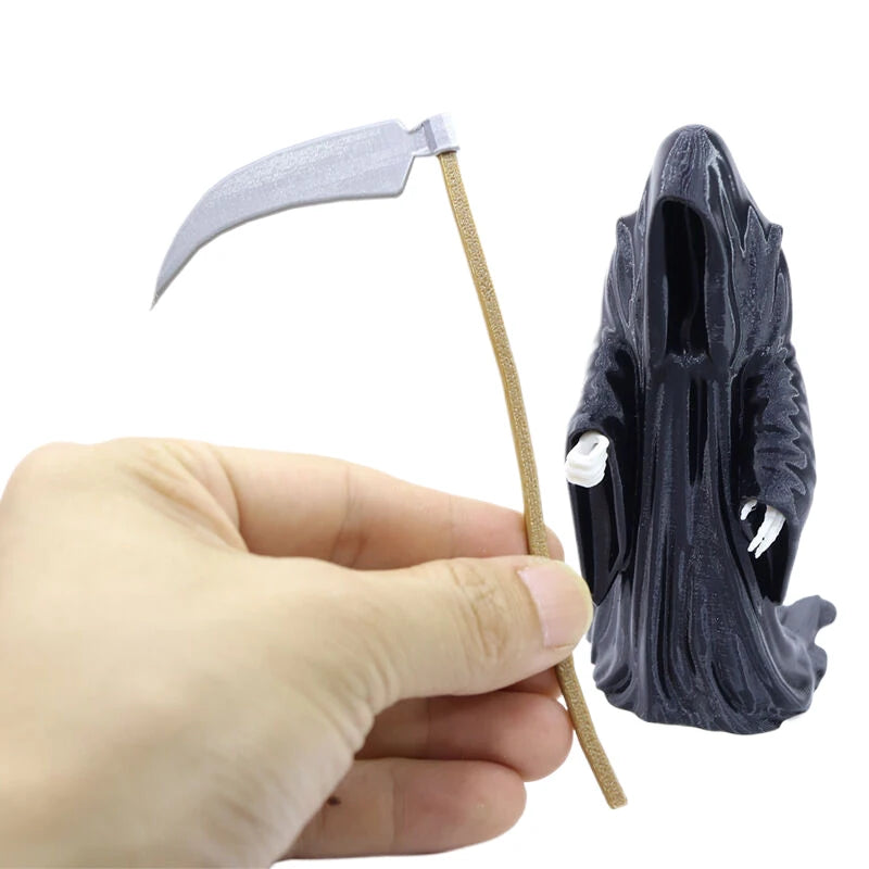 1Pcs Black Grim Reaper Statue Mini Devil Figurine Dollhouse Halloween Thrilling Robe Nightcrawler Ornament Micro Landscape Decor Zpaxo