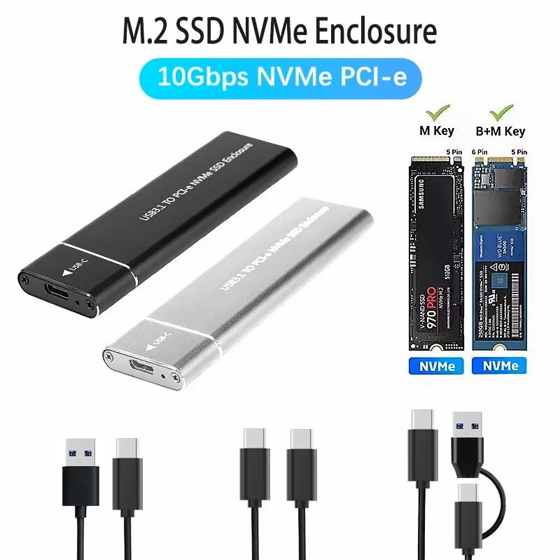 USB3 1 M 2 SSD Enclosure Mobile Case Supports NVME Protocol Type-c Zpaxo