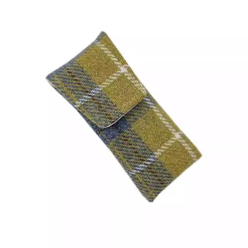 Original DIY High-Quality Wool Plaid Pencil Case 3-Hole Pen Bag Protective Cover Portable Pencil Pouch Zpaxo