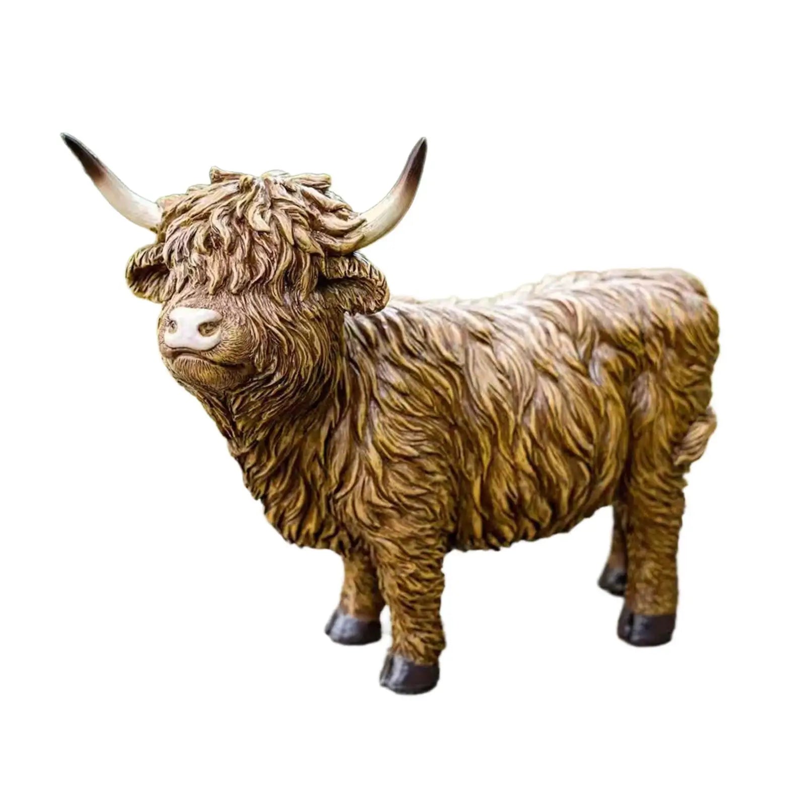 Highland Cow Figurine – Resin Garden Statue & Tabletop Decor Decorative Figurine Zpaxo