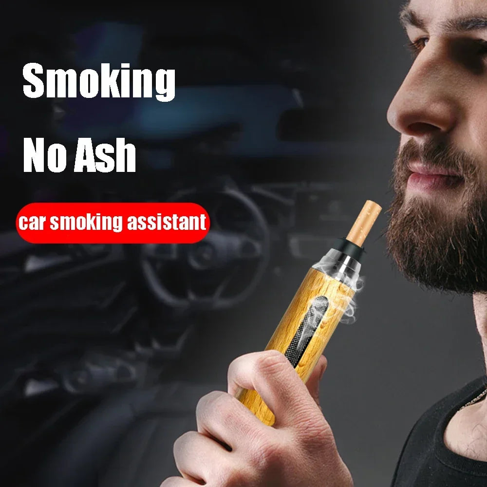 Portable Car Ashtray Mini Car Ashtray Anti Soot-flying Cigarette Cover Anti-ash Luxury Wood Cigarette Holder for Smoking Gift Zpaxo